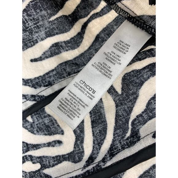 Chicos Vest Womens Sz 2 US L Zebra Print Black Cream Shimmer Metallic - Picture 4 of 6